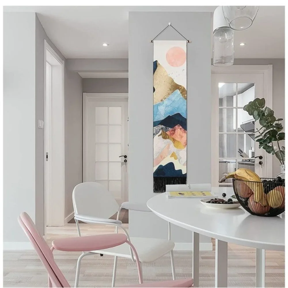 Retro Mountain Sunset/Sunrise Vintage Modern Outdoor Landscape Art Tapestry Set